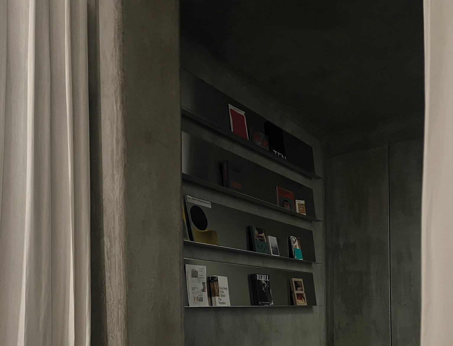 books in a recessed shelf